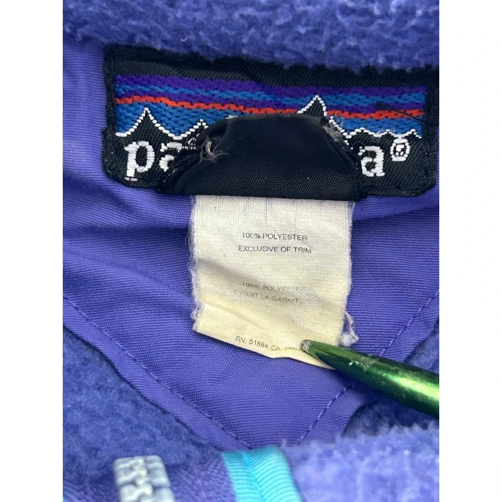 Patagonia Fleece Jacket Youth XL (14) Purple Full Zip Vintage Long Sleeve